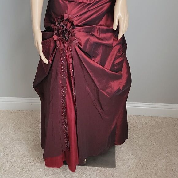 Burgendy red taffeta evening dress 2 piece fits size 6-8 ❤ - Picture 4 of 16